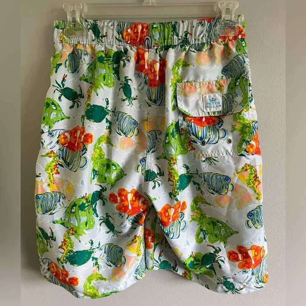 Peter Millar Tropical Fish Men’s Swim Trunks Size Small